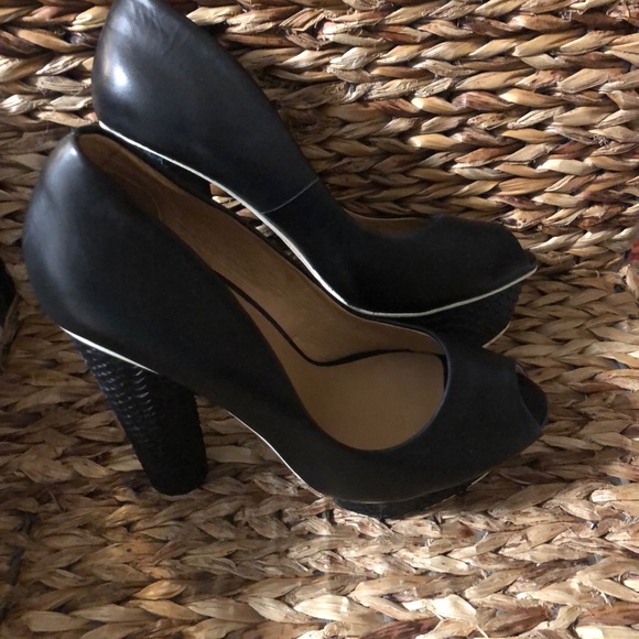 L.A.M.B Peep Toe Black Platform Shoes, $395 - Picture 4 of 7